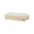 GLAMBERGET extendable bed w stor/2 mattresses
