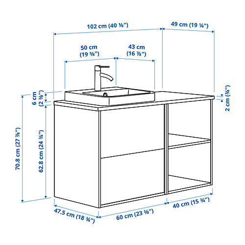 BACKSJÖN/ÄNGSJÖN wash-stand/wash-basin/tap