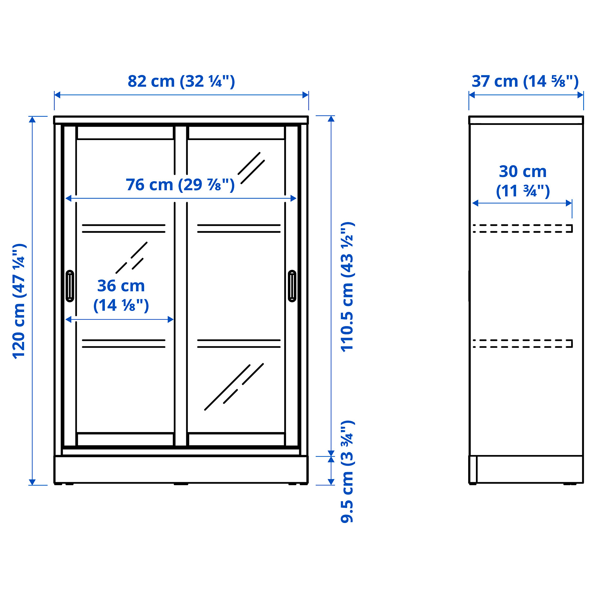 TONSTAD cabinet with sliding glass doors