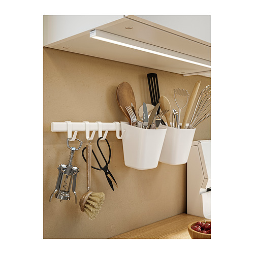 SUNNERSTA rail with 4 hooks and 2 containers