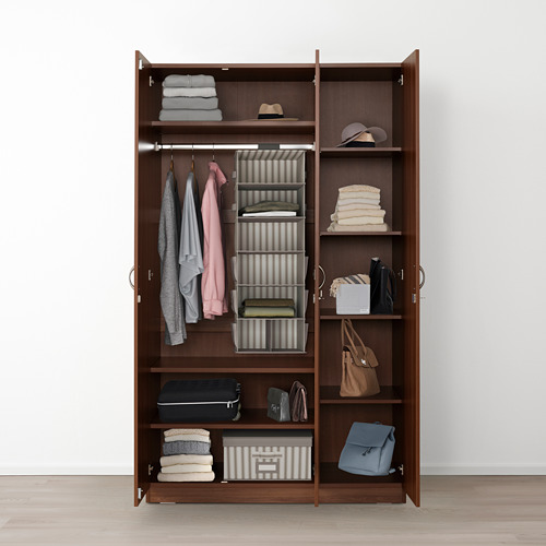 NODELAND wardrobe with 3 doors, medium brown, 120x52x202 cm IKEA