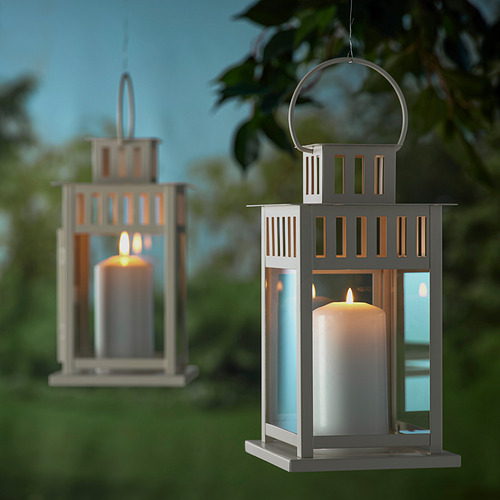 BORRBY 柱形蠟燭燈座，室內/戶外用
