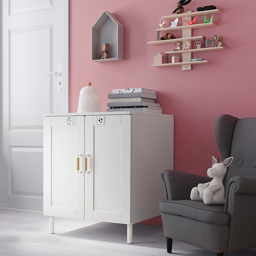 PLATSA/SMÅSTAD cabinet, white with frame/with 1 shelf
