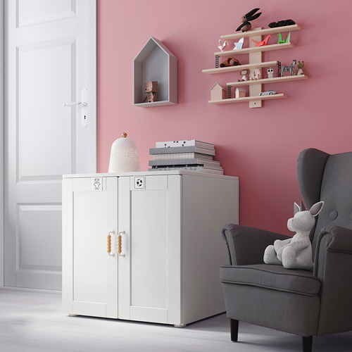 PLATSA/SMÅSTAD cabinet, white with frame/with 1 shelf