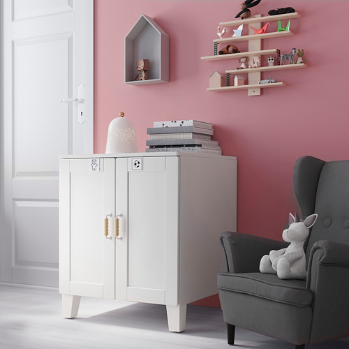 PLATSA/SMÅSTAD cabinet, white with frame/with 1 shelf