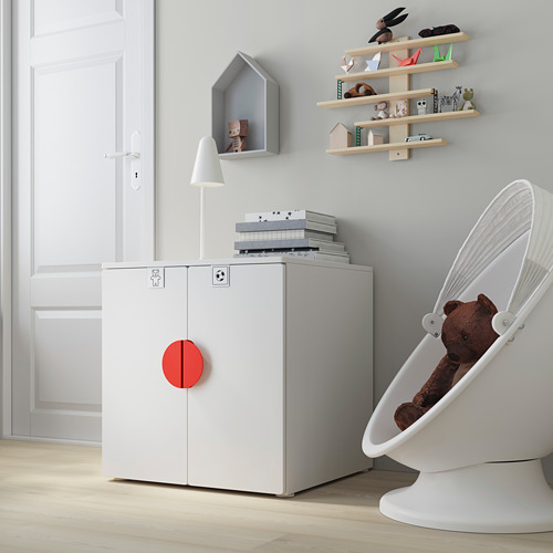 PLATSA/SMÅSTAD cabinet, white pale turquoise/with 1 shelf