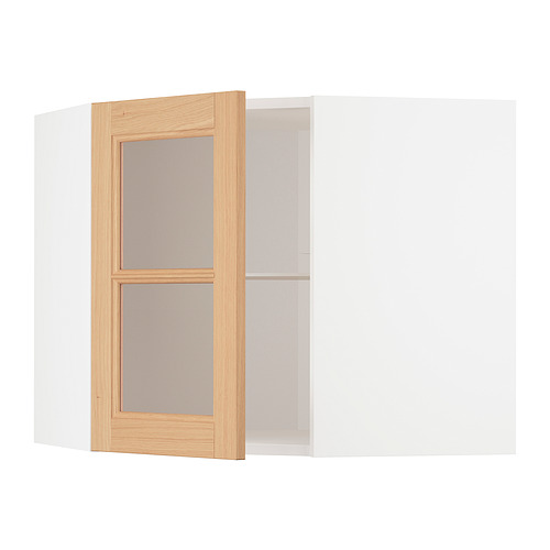 METOD corner wall cab w shelves/glass dr