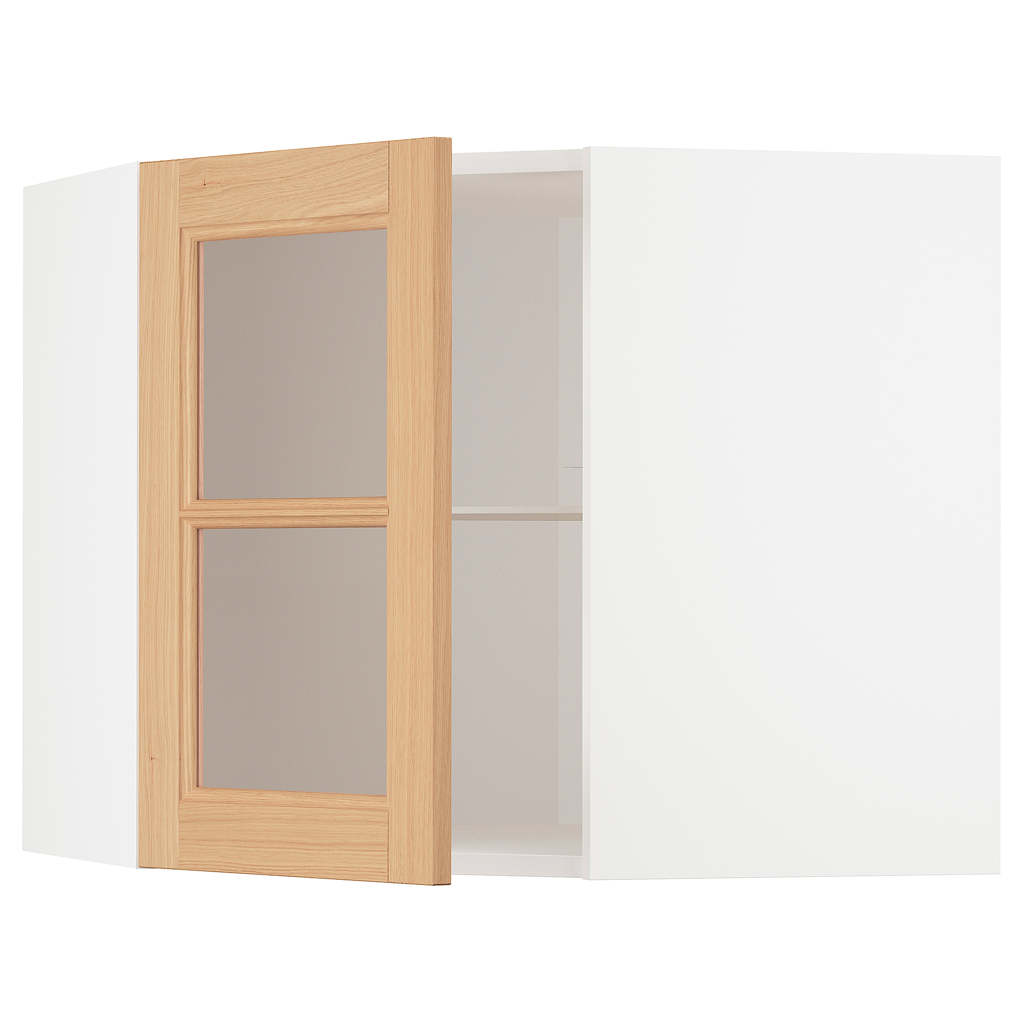 METOD corner wall cab w shelves/glass dr