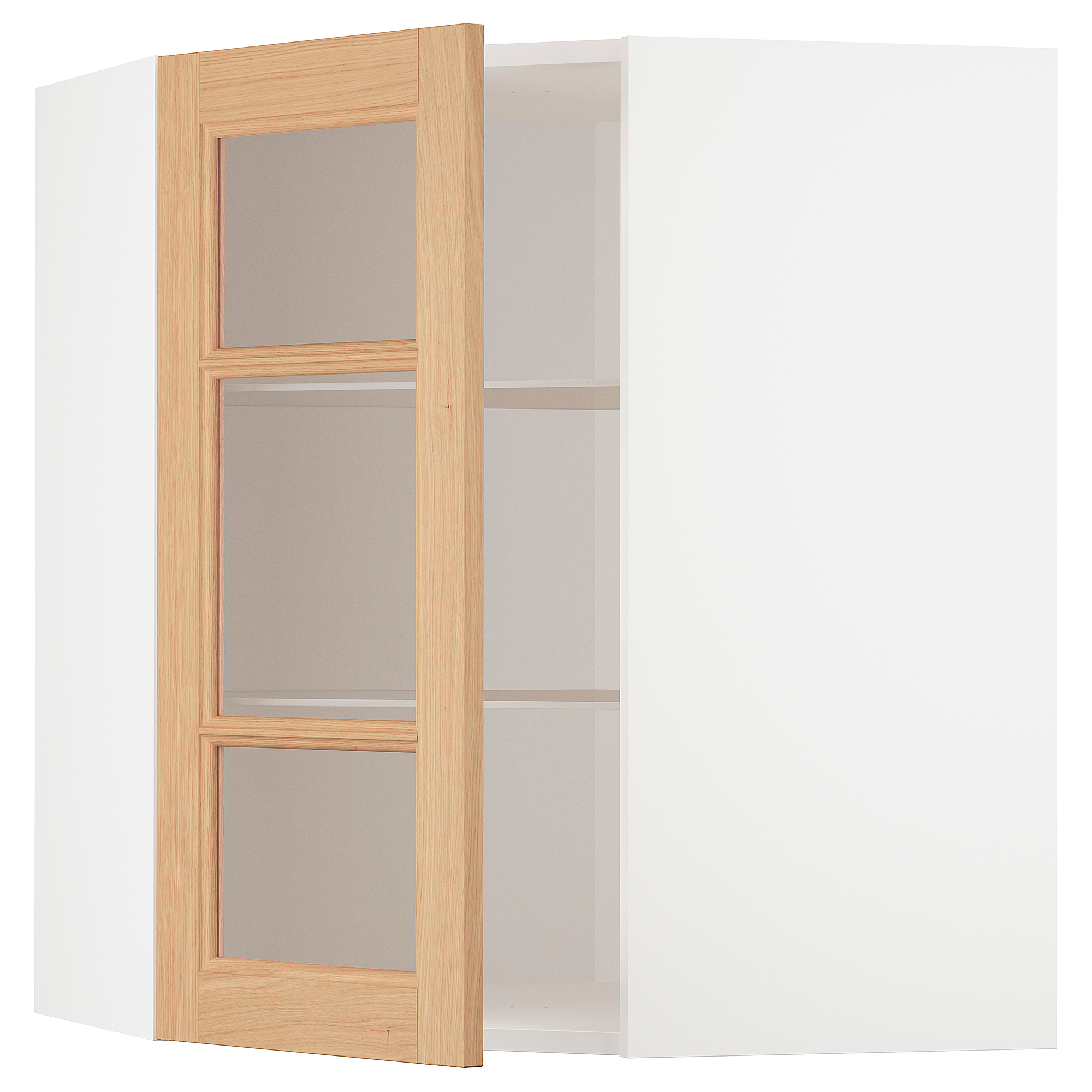 METOD corner wall cab w shelves/glass dr