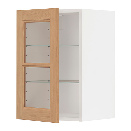 METOD wall cabinet w shelves/glass door