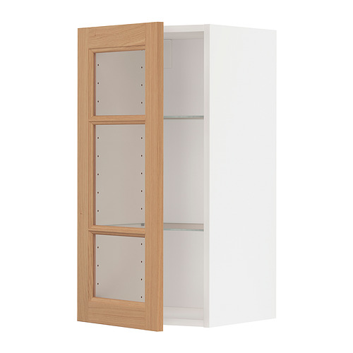METOD wall cabinet w shelves/glass door
