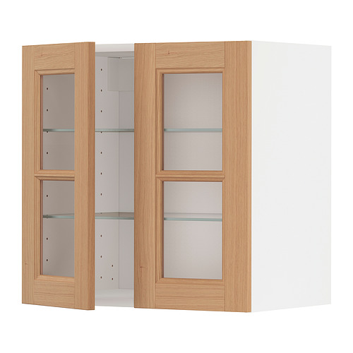 METOD wall cabinet w shelves/2 glass drs