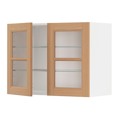 METOD wall cabinet w shelves/2 glass drs