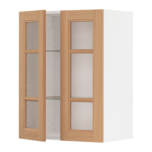 METOD wall cabinet w shelves/2 glass drs