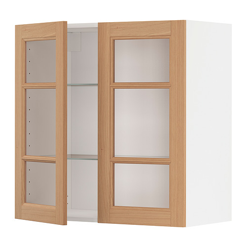 METOD wall cabinet w shelves/2 glass drs