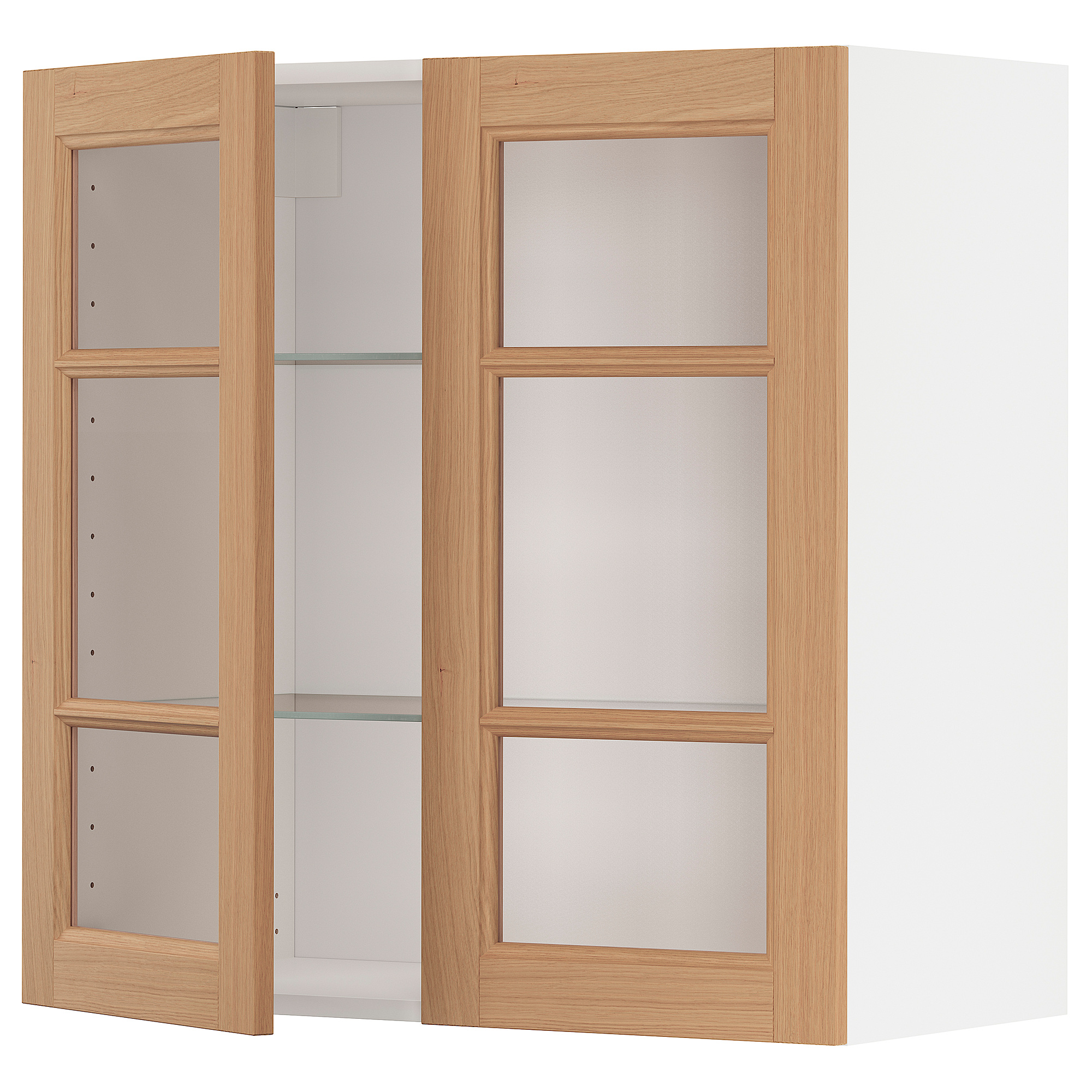 METOD wall cabinet w shelves/2 glass drs