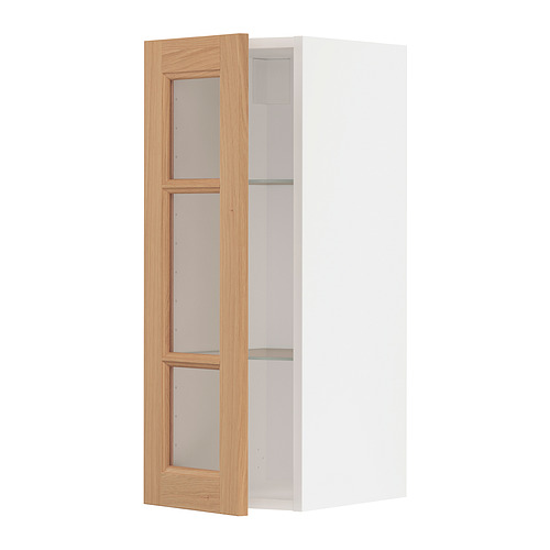 METOD wall cabinet w shelves/glass door