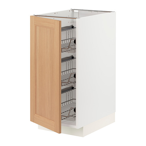 METOD base cabinet with wire baskets