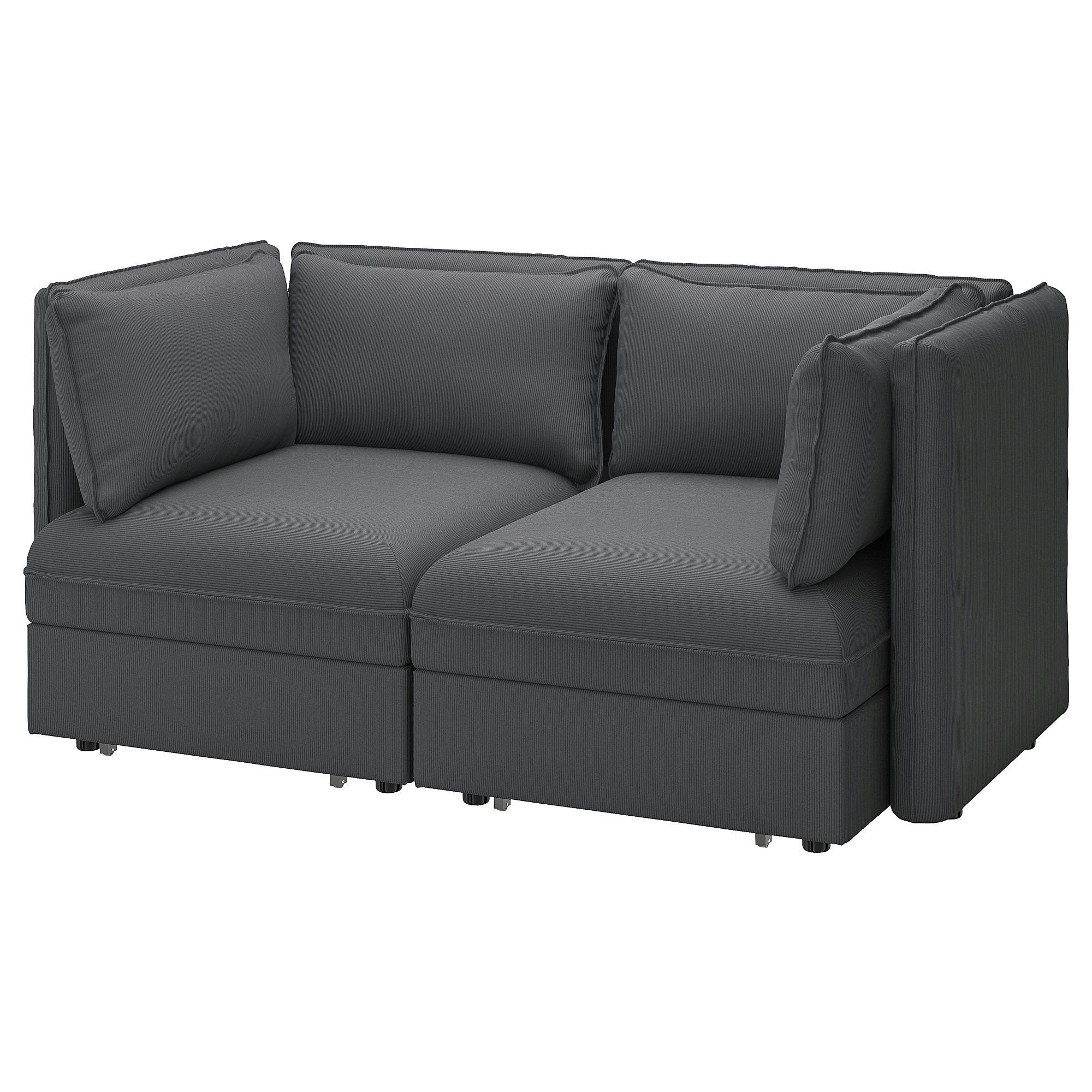 VALLENTUNA 2seat modular sofa w 2 sofabeds, Kelinge anthracite