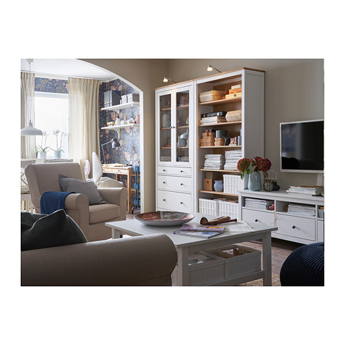 HEMNES glass-door cabinet with 3 drawers