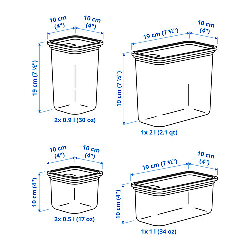 KORALLVIPPA 連蓋食物盒，6件套裝
