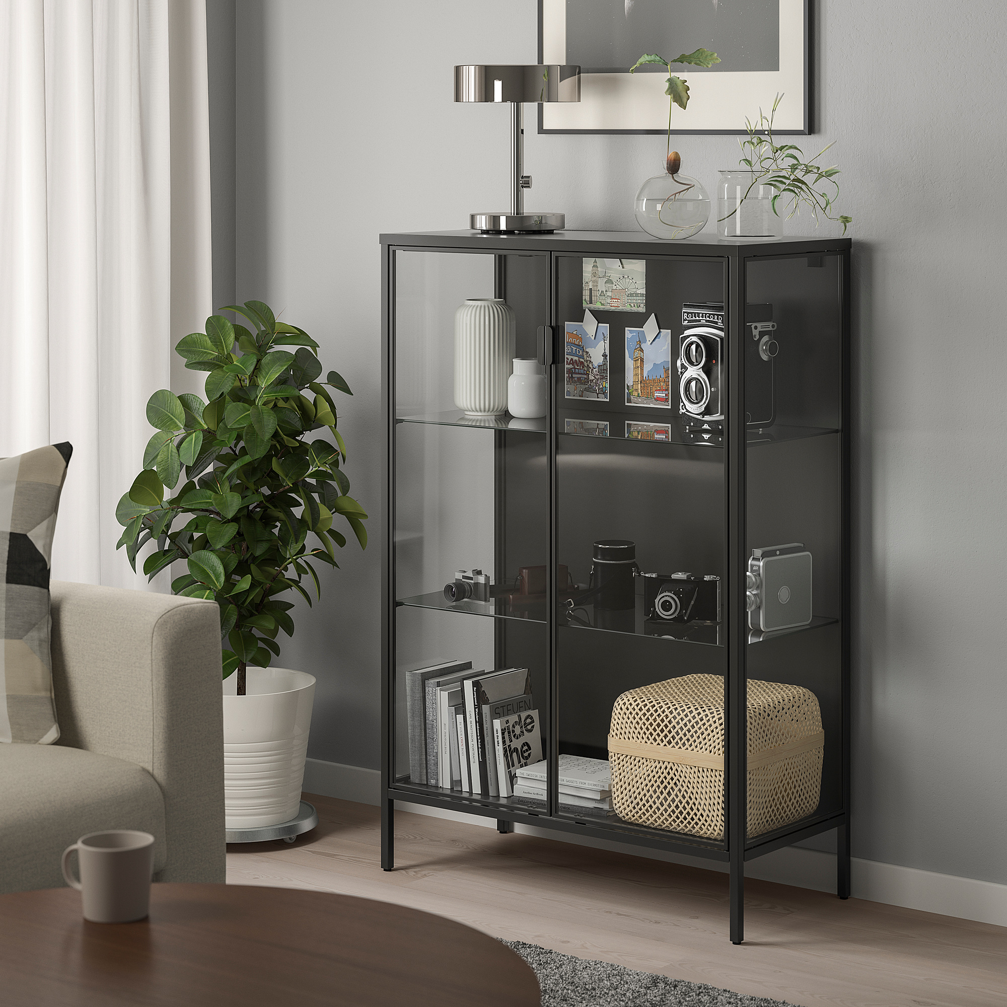 RUDSTA glass door cabinet anthracite IKEA Hong Kong RUDSTA glass door cabinet anthracite IKEA Hong Kong