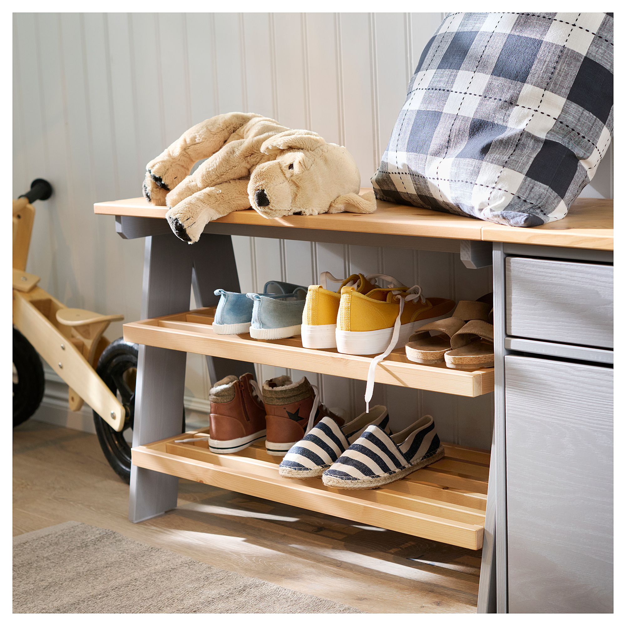 KALLSÖ bench with shoe storage
