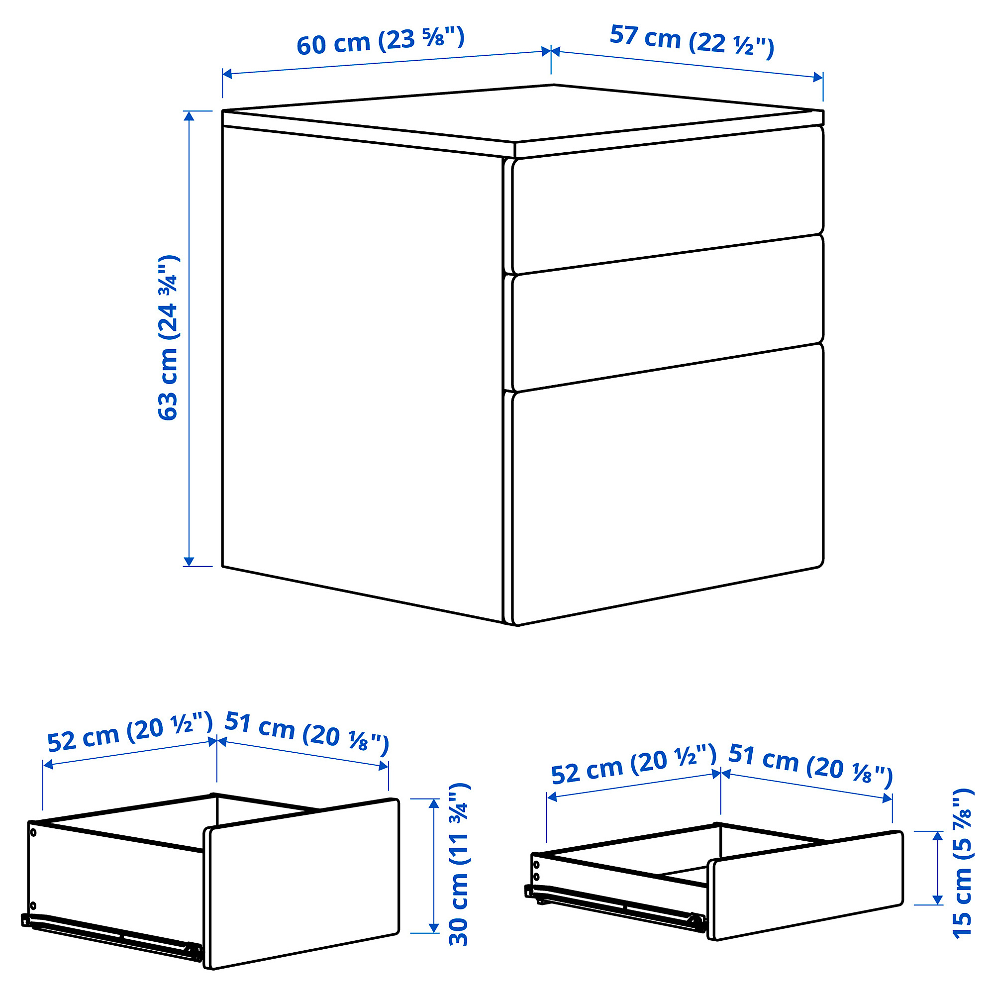 PLATSA/SMÅSTAD chest of 3 drawers