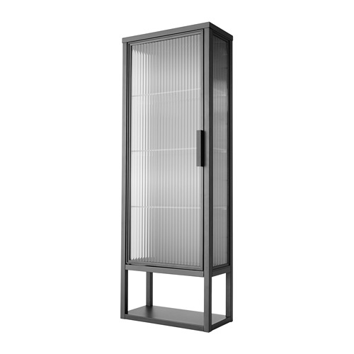 MOSSJÖN wall cabinet w shelves/glass door