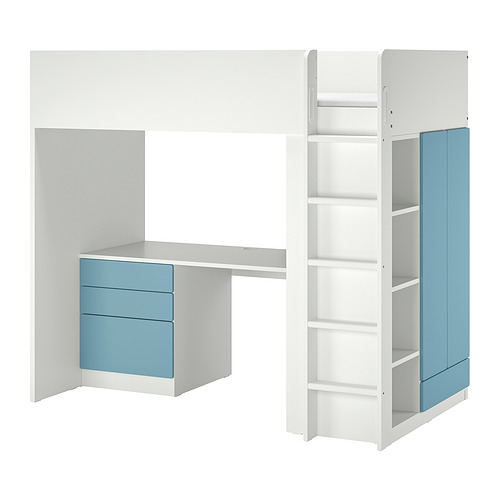 SMÅSTAD - loft bed, white blue/with desk with 4 drawers, Single | IKEA Hong Kong and Macau - PE919121_S4