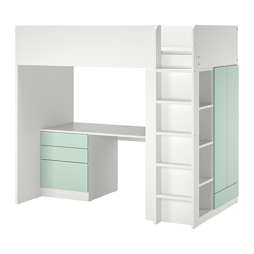 SMÅSTAD - loft bed, white light green/with desk with 4 drawers, Single | IKEA Hong Kong and Macau - PE919123_S4