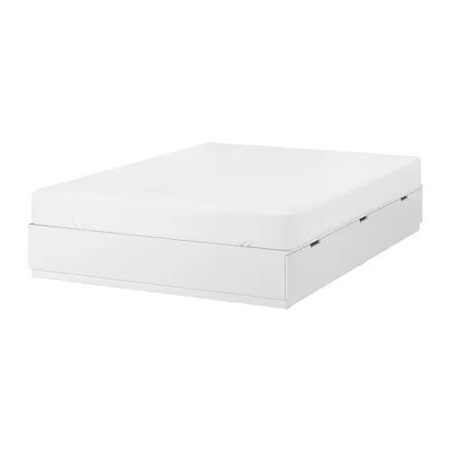 NORDLI bed frame with storage, white, double (mattress size: 140x200cm)