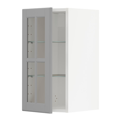 METOD wall cabinet w shelves/glass door