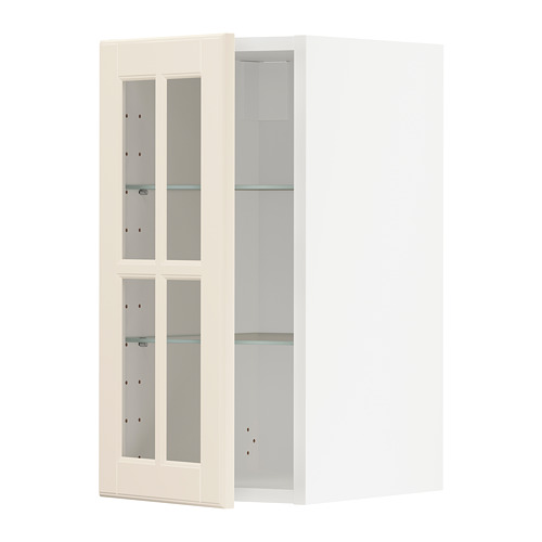 METOD wall cabinet w shelves/glass door