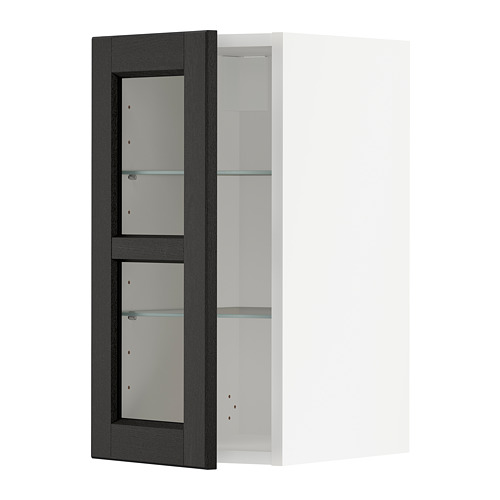 METOD wall cabinet w shelves/glass door