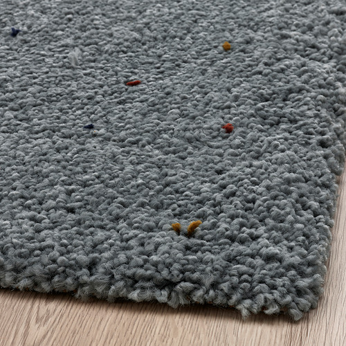 SPENTRUP rug, high pile, 160x230 cm, light grey-turquoise/dotted