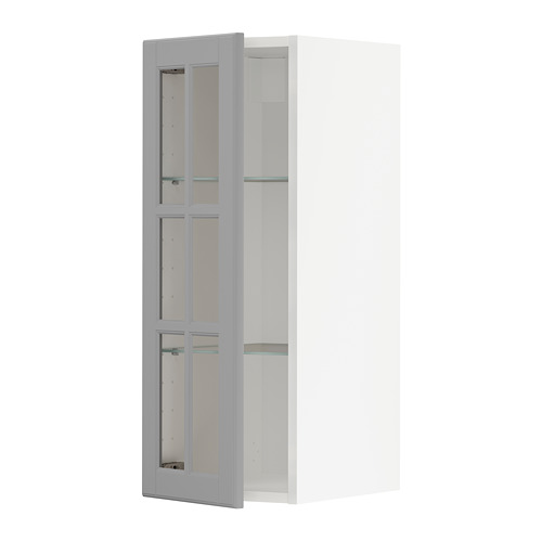 METOD wall cabinet w shelves/glass door