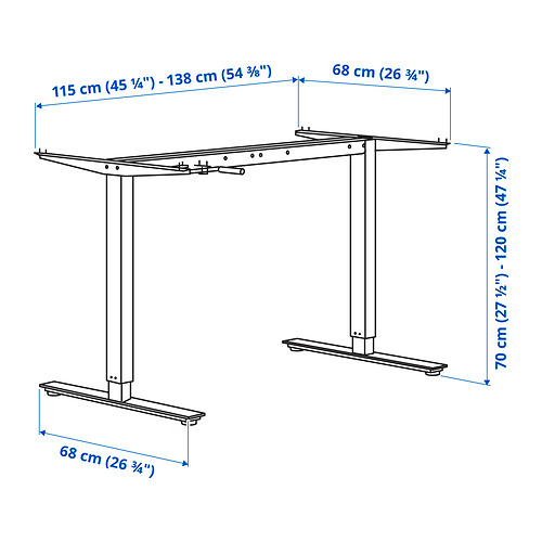 TROTTEN underframe sit/stand f table top