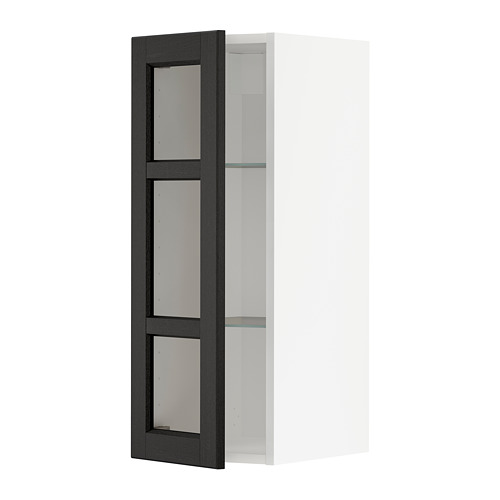 METOD wall cabinet w shelves/glass door