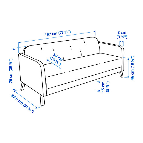 LINANÄS 3-seat sofa