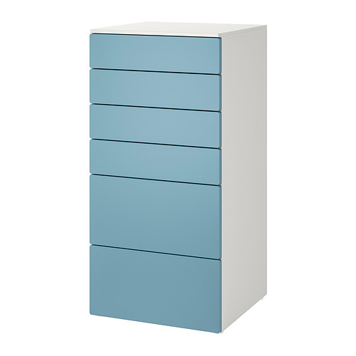 PLATSA/SMÅSTAD chest of 6 drawers