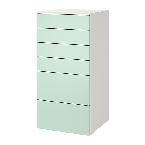 PLATSA/SMÅSTAD chest of 6 drawers