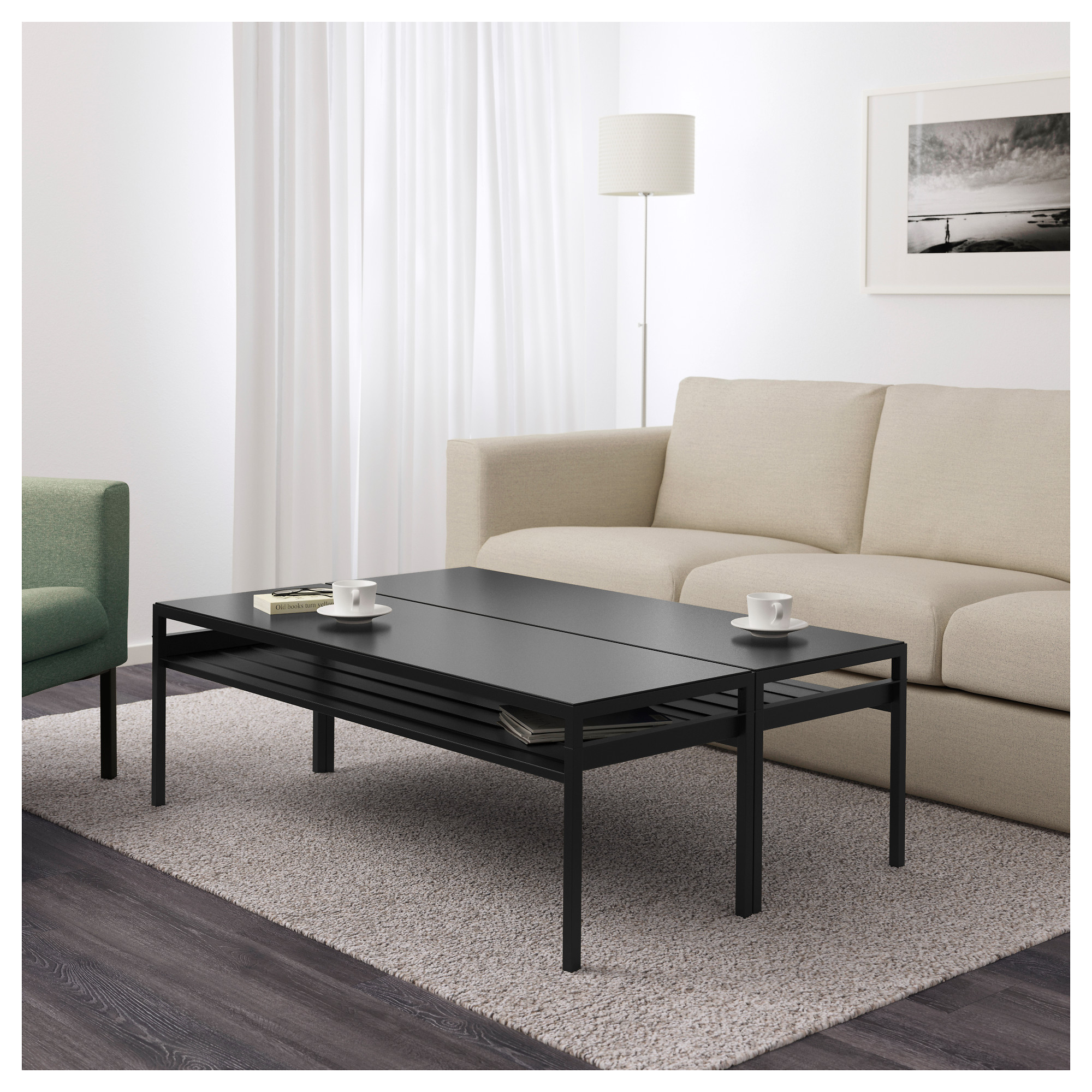 NYBODA coffee table w reversible table top, black/beige IKEA Hong Kong