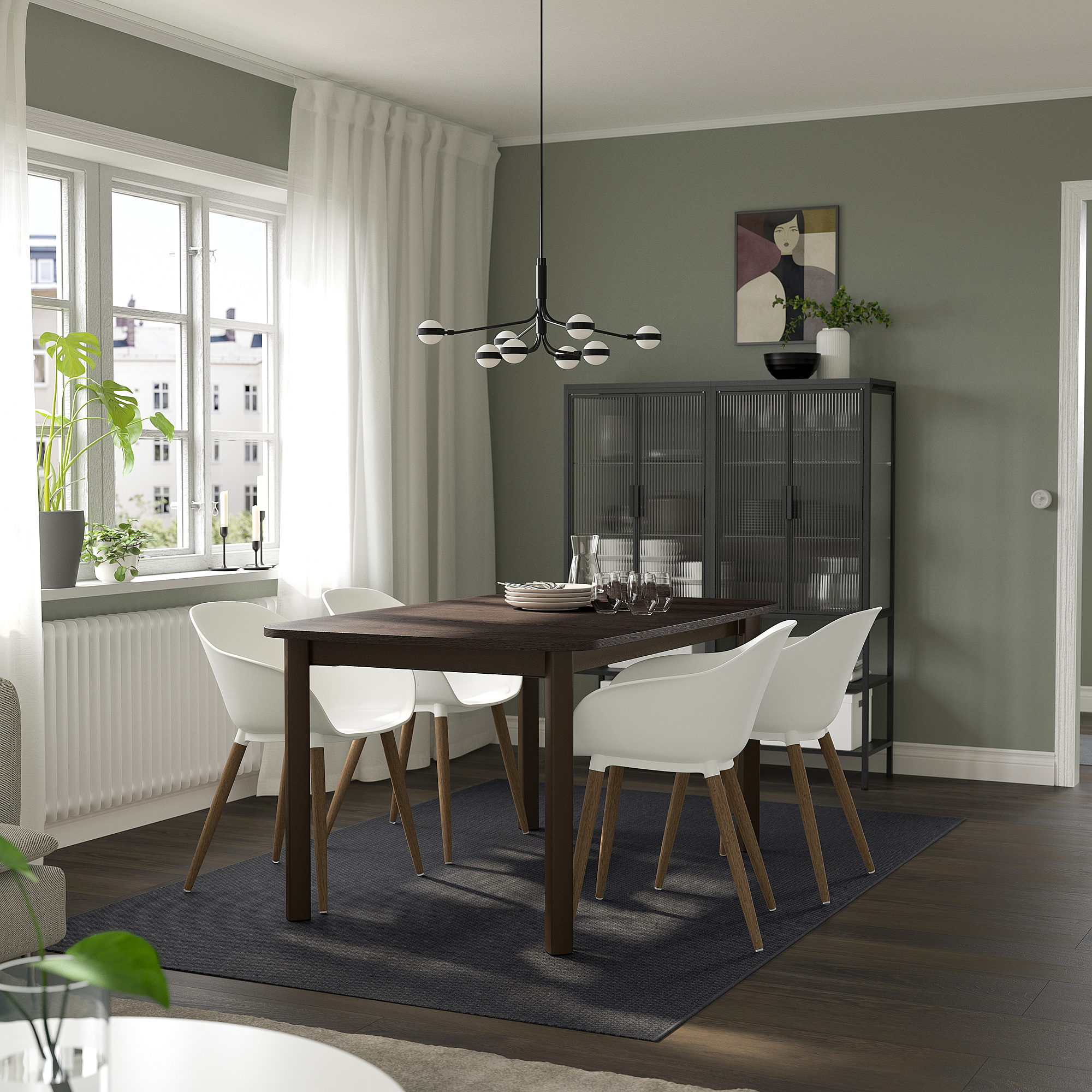 GRÖNSTA/STRANDTORP table and 4 chairs with armrests