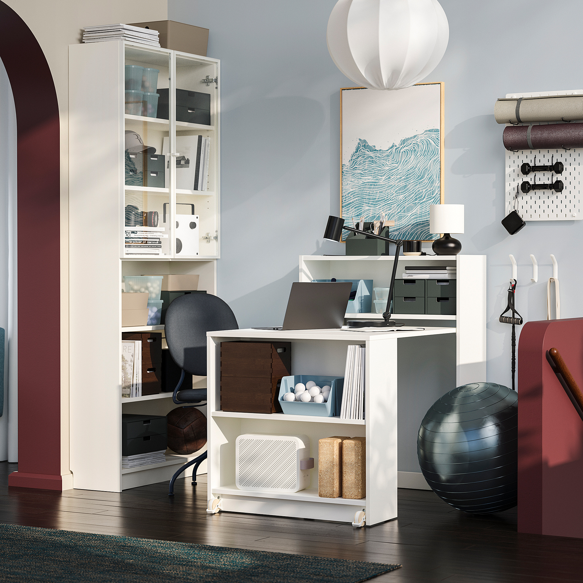 BILLY/HÖGBO bookcase comb w foldable table