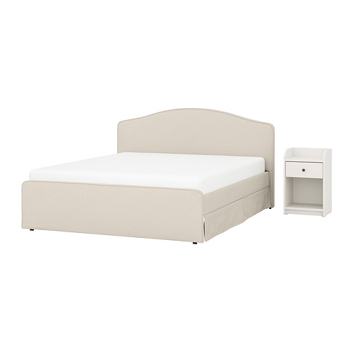 RAMNEFJÄLL/HAUGA - 睡房傢具 2件套裝, Idekulla 米黃色/白色, 雙人 | IKEA 香港及澳門 - E1017885_S4