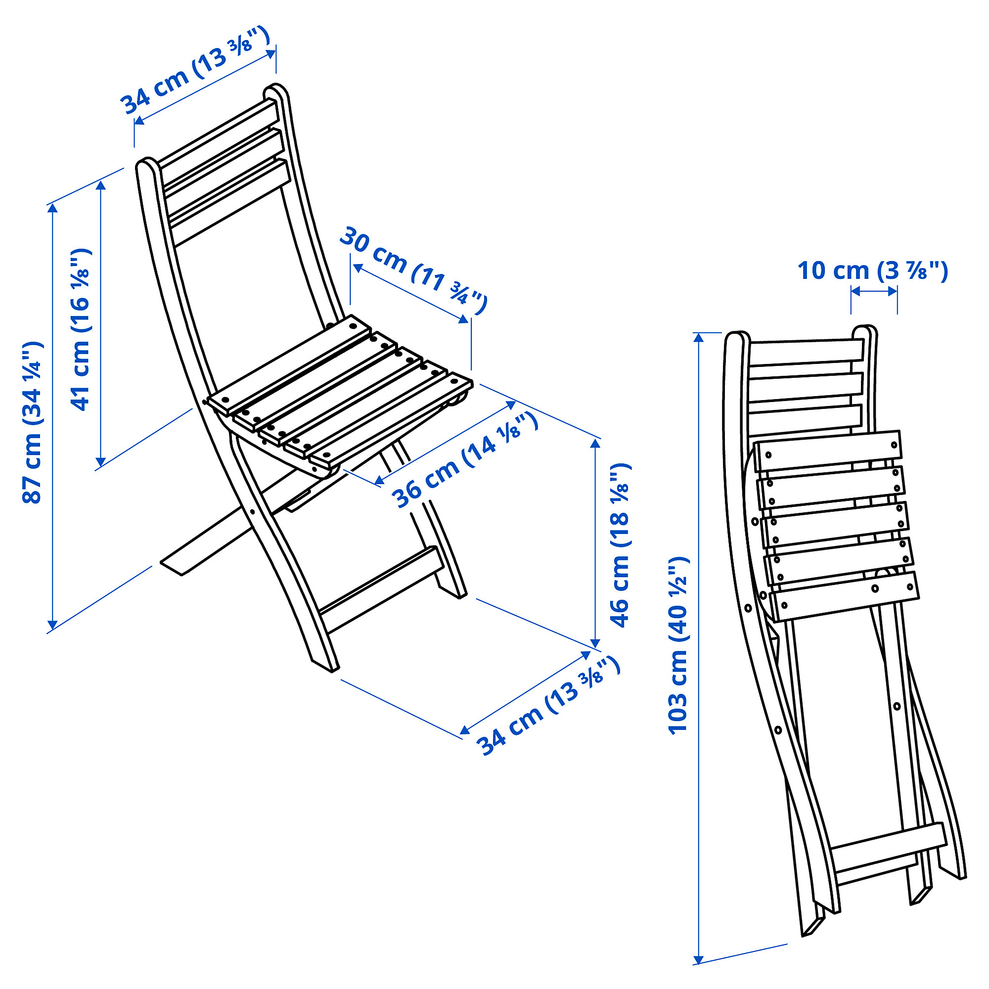 ASKHOLMEN table+2 folding chairs, outdoor