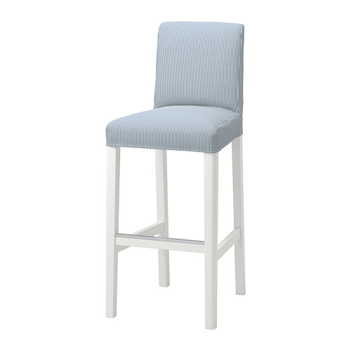 BERGMUND - bar stool with backrest, white/Rommele dark blue/white, 75 cm | IKEA Hong Kong and Macau - PE795270_S4