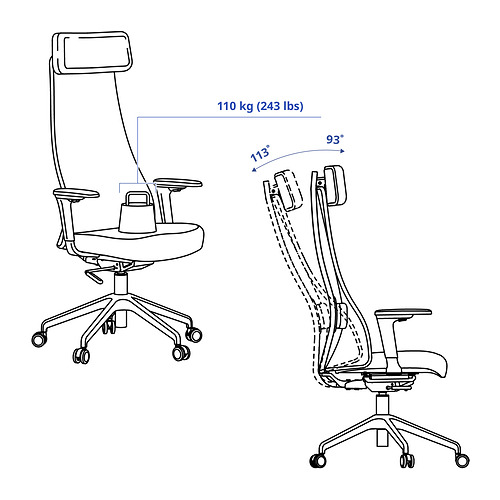 JÄRVFJÄLLET office chair with armrests