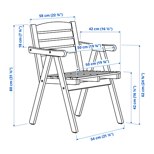 FALHOLMEN chair with armrests, outdoor